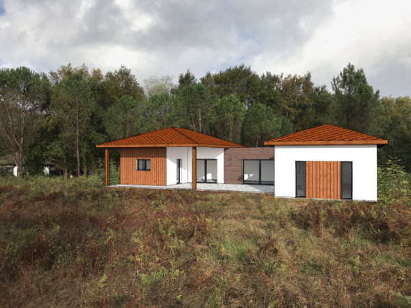 Rendu 3D Vue extérieure maison 150 m² 