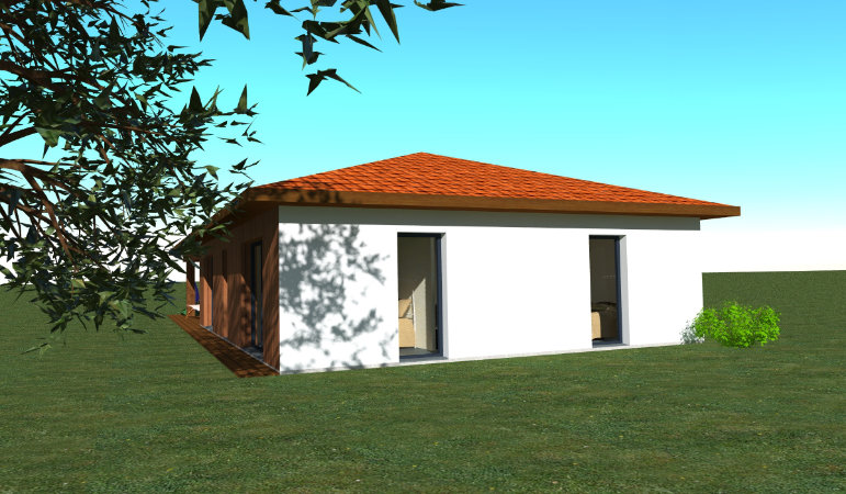 Rendu 3D Vue extérieure Est maison 125 m²